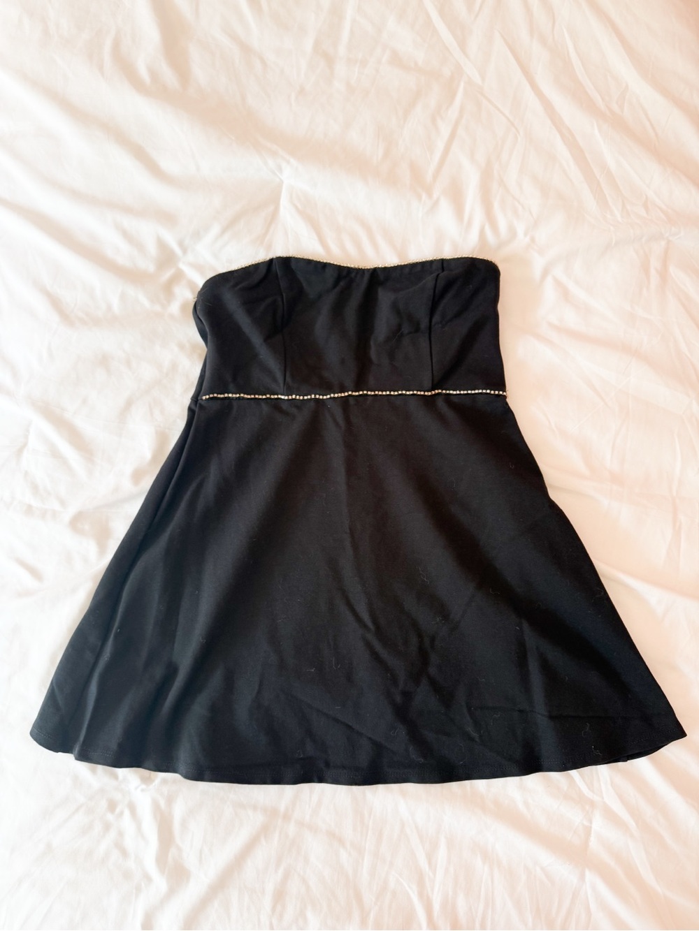 Altar’d State Arianna Black Rhinestone Mini Strapless Dress Size Small